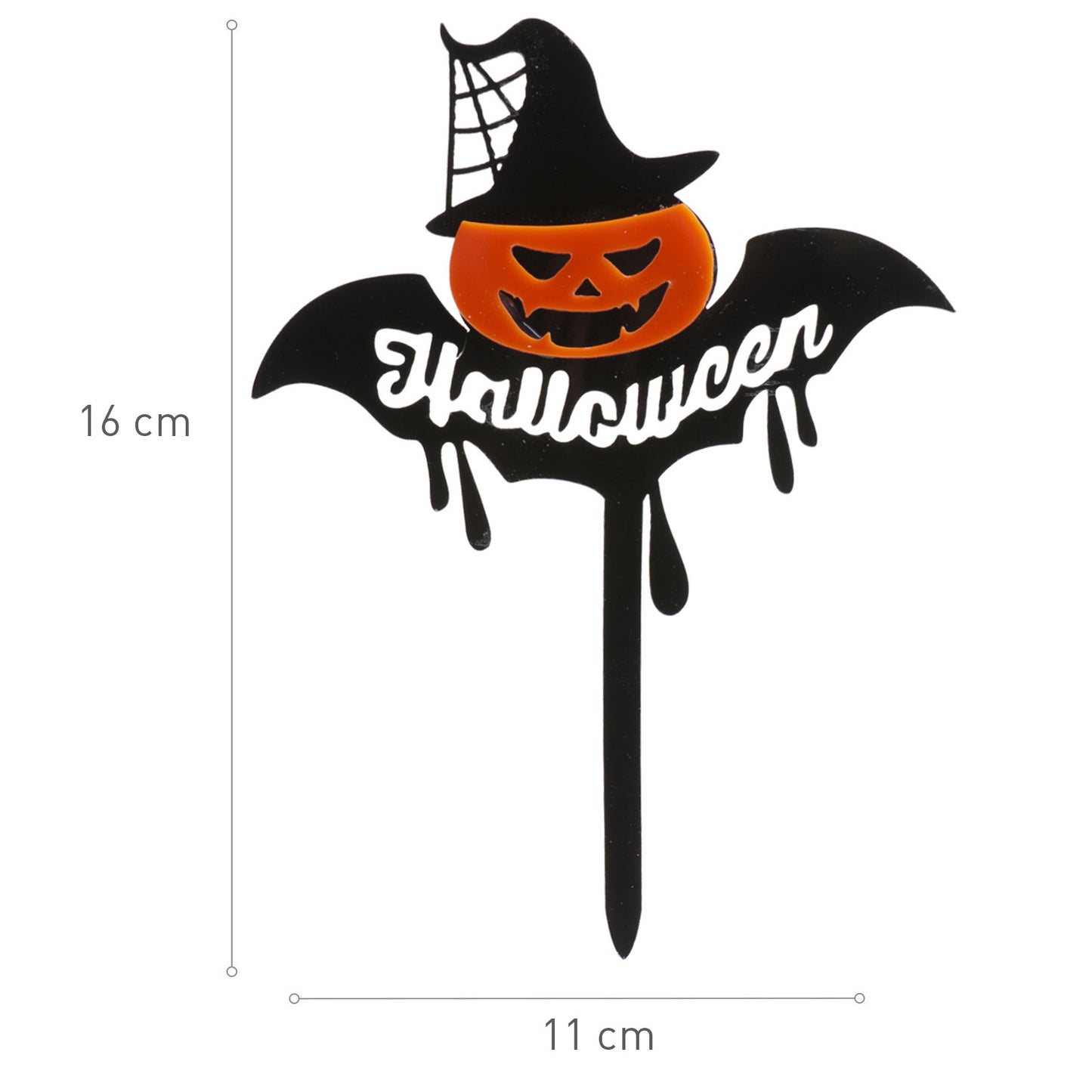 CAKE TOPPER HALLOWEEN 2 COLOURS 16X11CM