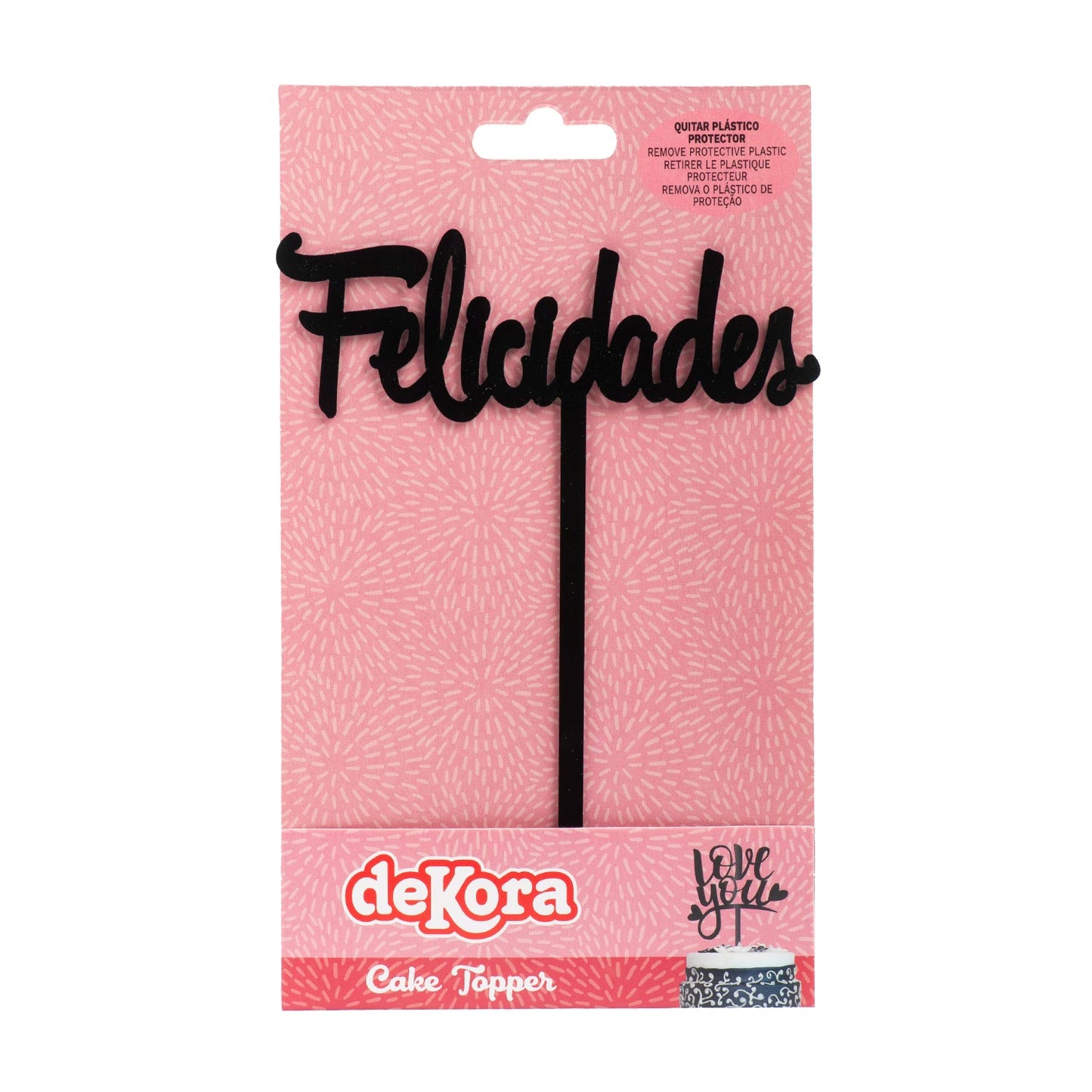 BLACK CAKE TOPPER FELICIDADES 11X14 CM
