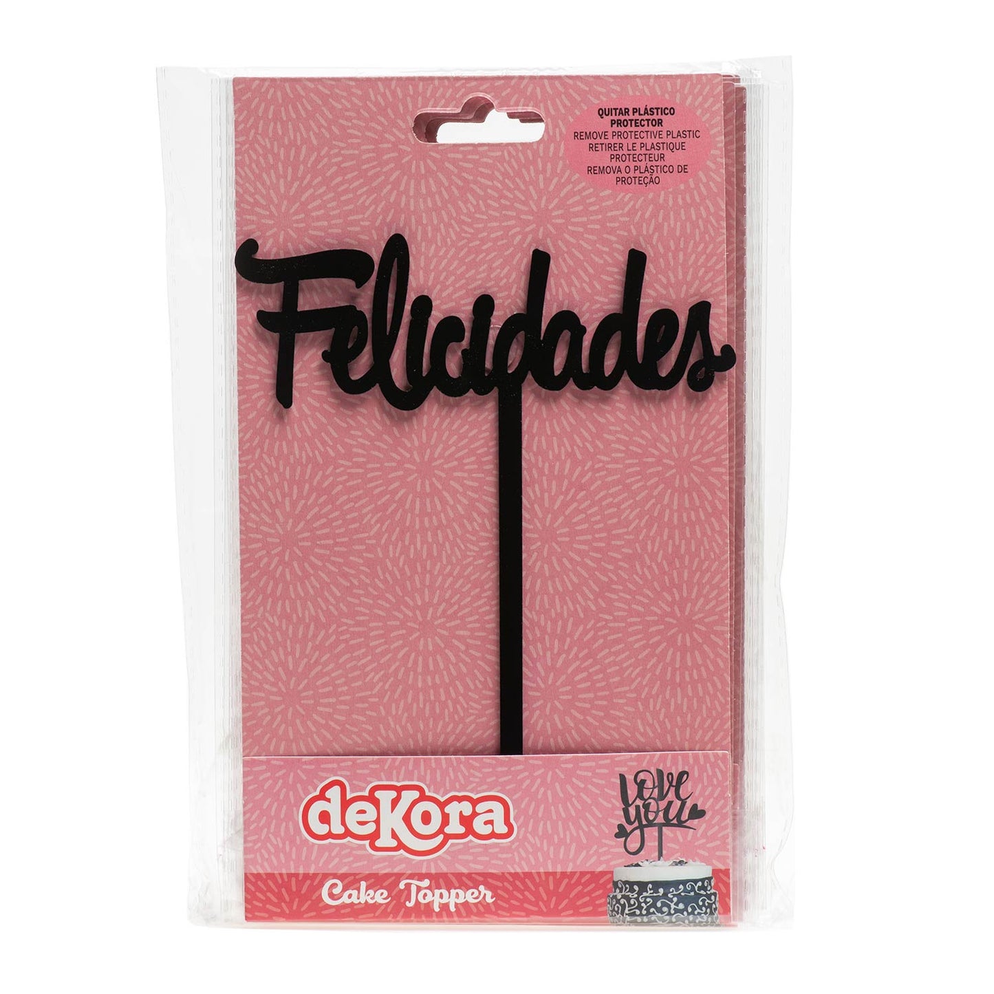 BLACK CAKE TOPPER FELICIDADES 11X14 CM