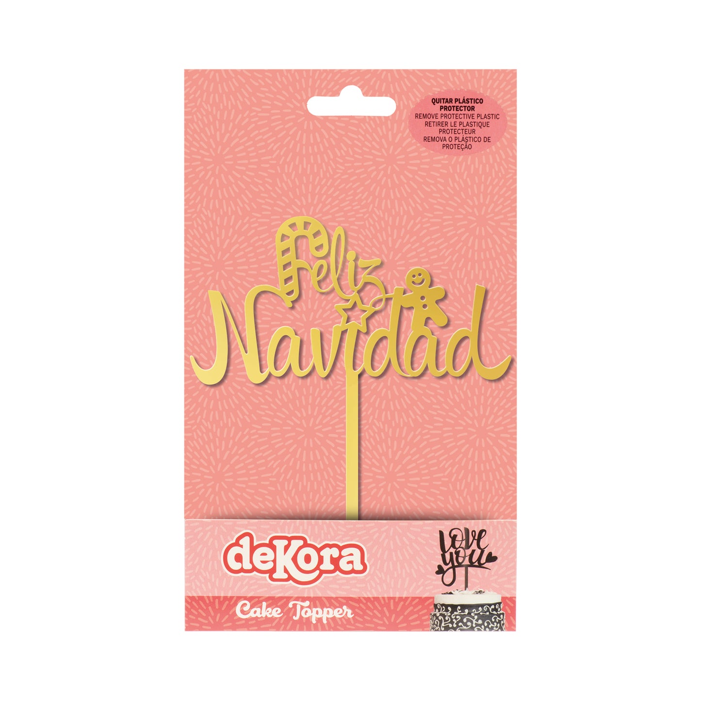 CAKE TOPPER FELIZ NAVIDAD GOLD 11X14CM