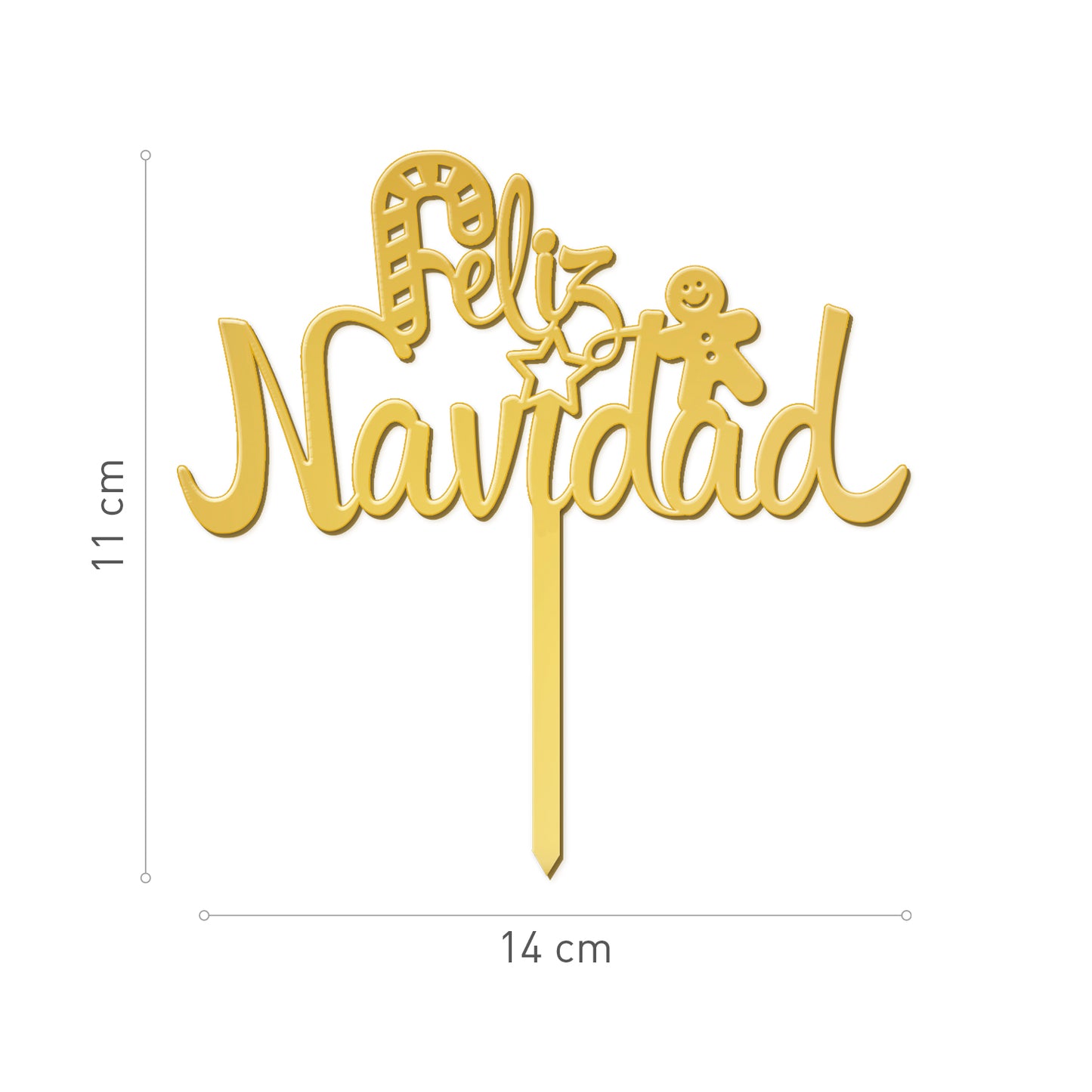 CAKE TOPPER FELIZ NAVIDAD GOLD 11X14CM