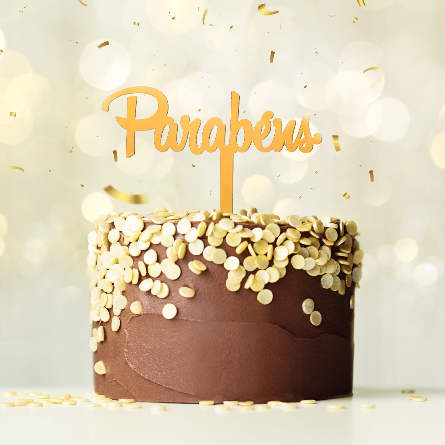 CAKE TOPPER PARABENS GOLD 11X14CM