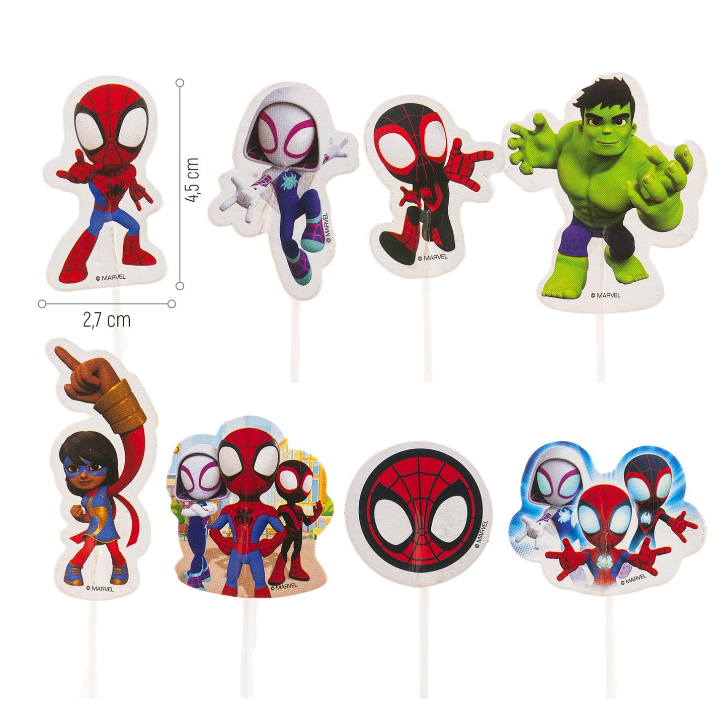 CAKE TOPPERS 8 DESENHOS SPIDEY 16 UNIT