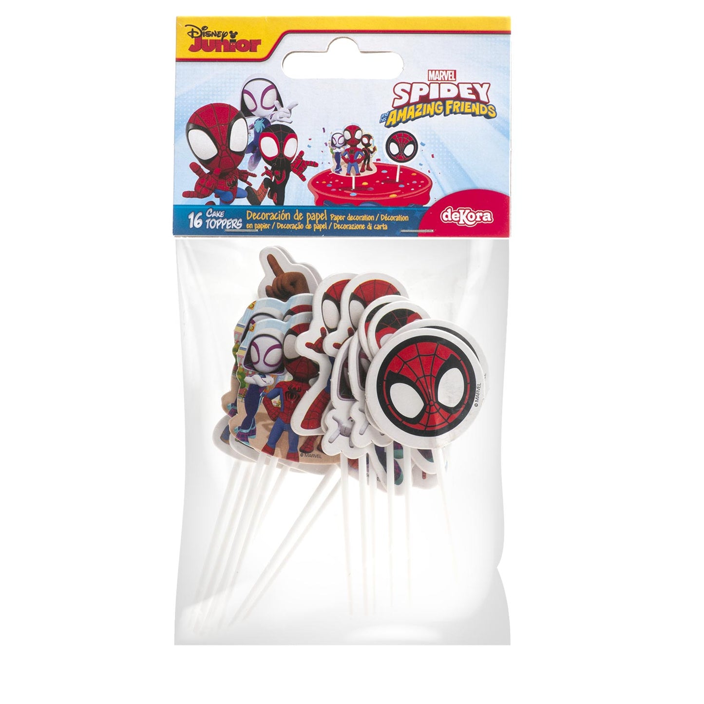 CAKE TOPPER 8 DISEÑOS SPIDEY 16 UNIDADES