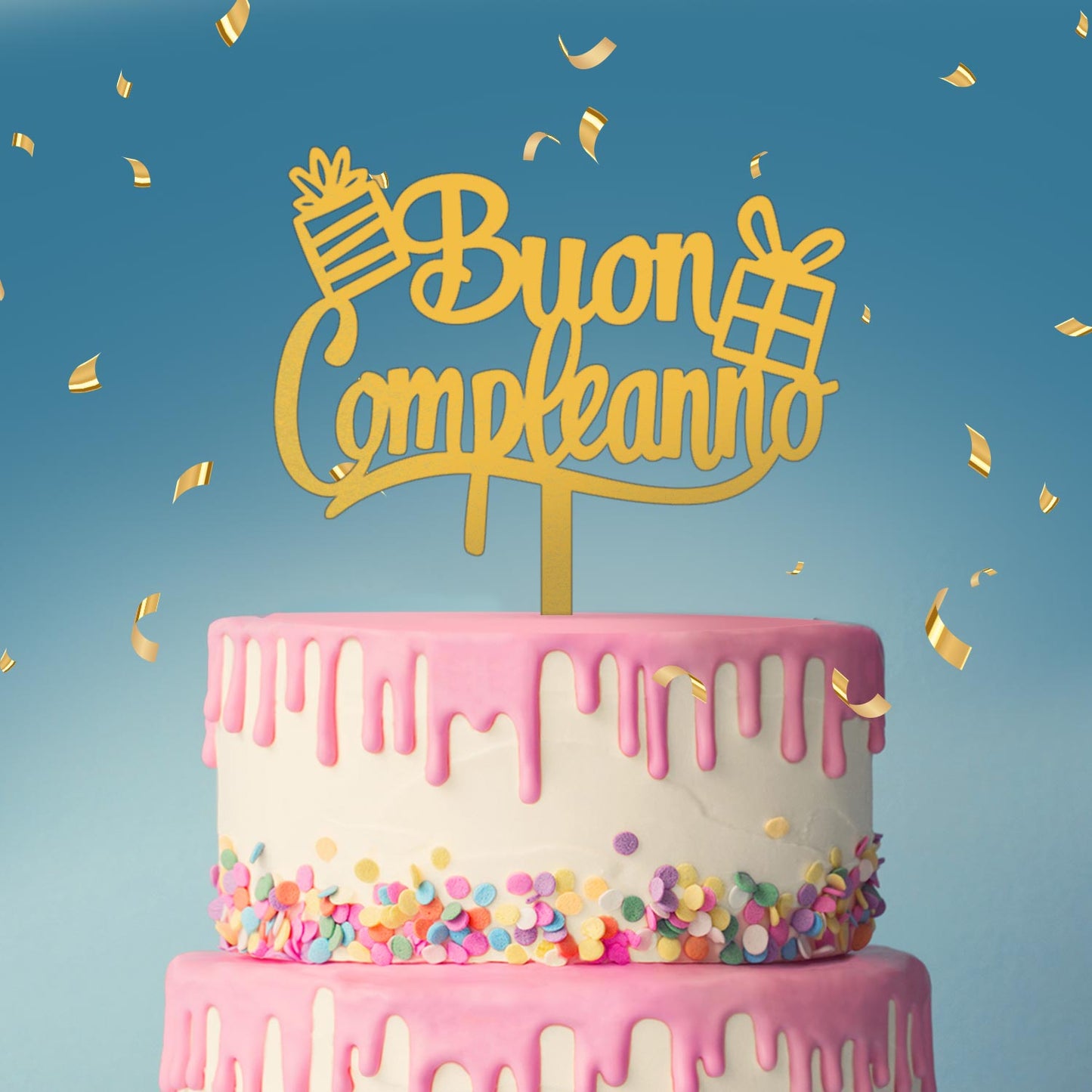 CAKE TOPPER BUON COMPLEANNO 11x14CM