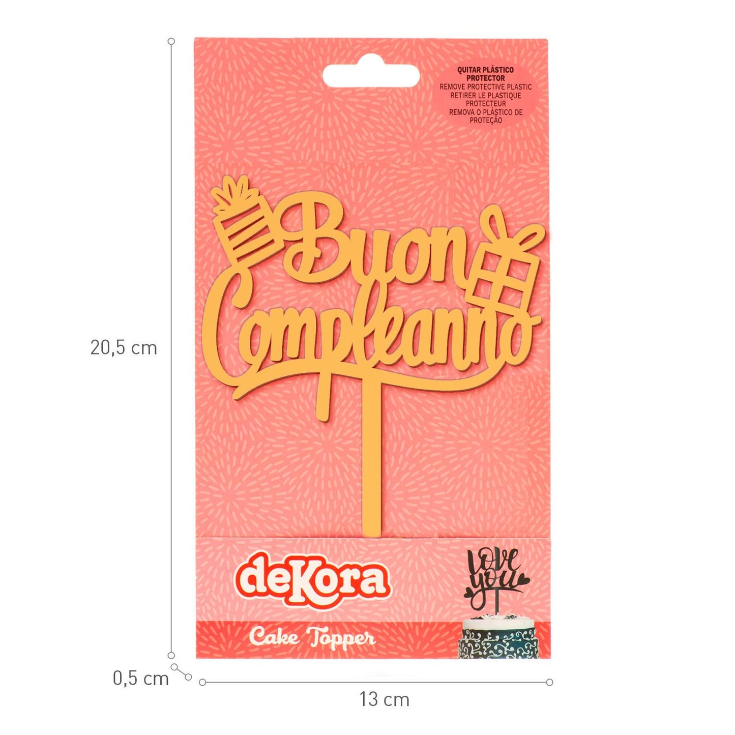 CAKE TOPPER BUON COMPLEANNO 11x14CM