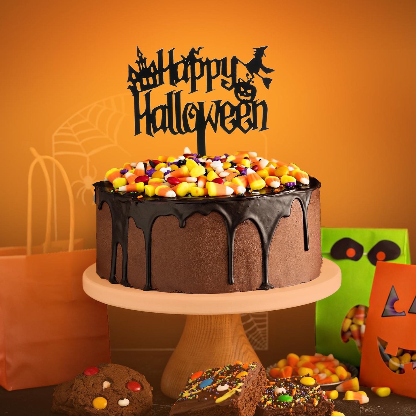 CAKE TOPPER HAPPY HALLOWEEN SORCIERE 11,5 X 14CM