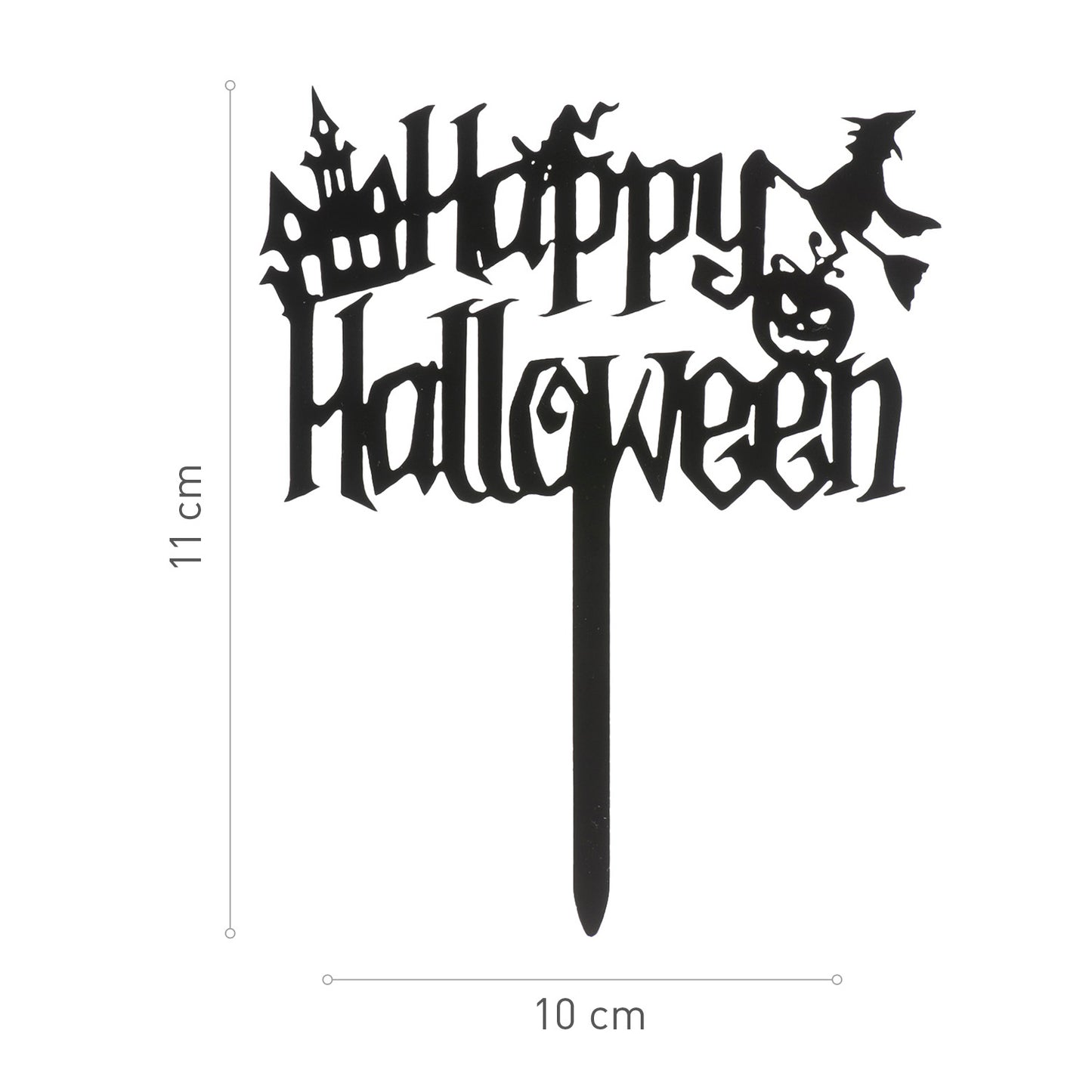 CAKE TOPPER HAPPY HALLOWEEN BRUXA 11,5 X 14CM