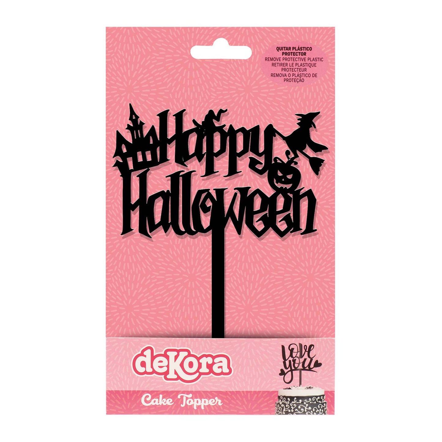 CAKE TOPPER HAPPY HALLOWEEN BRUXA 11,5 X 14CM