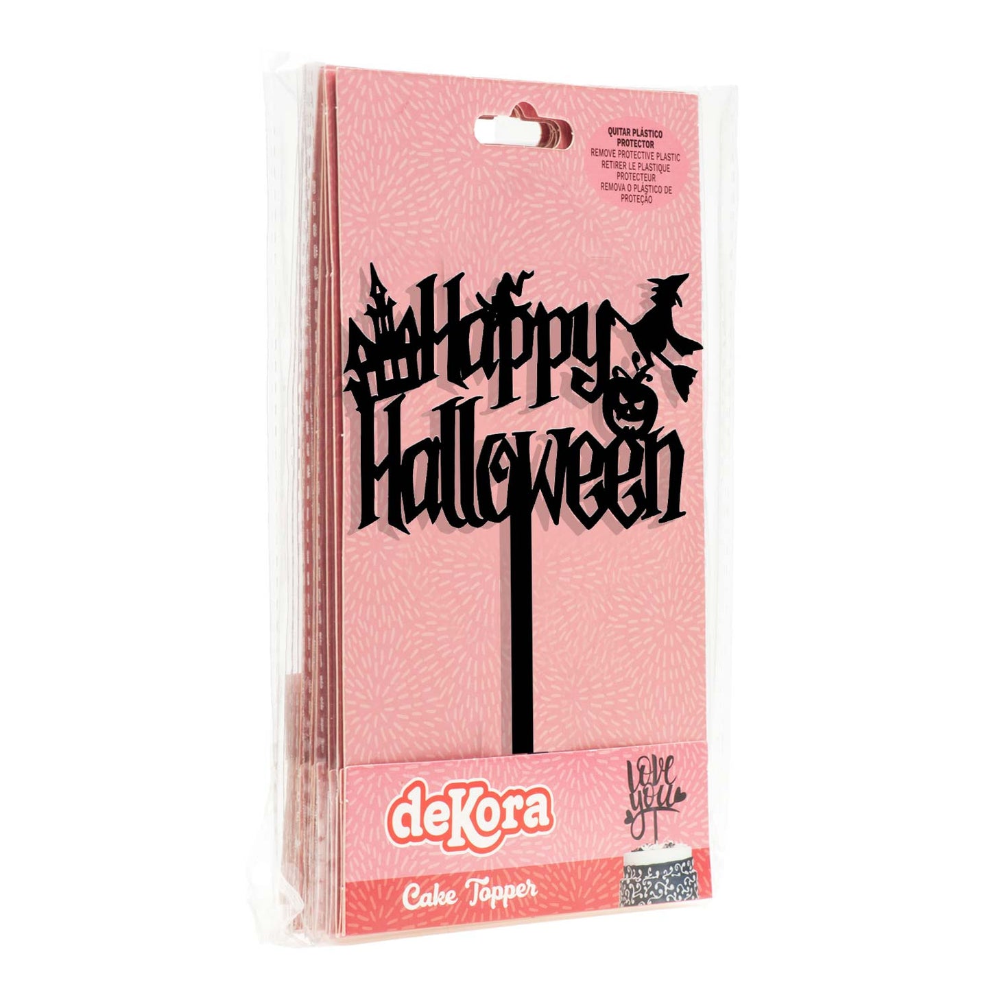 CAKE TOPPER HAPPY HALLOWEEN BRUXA 11,5 X 14CM