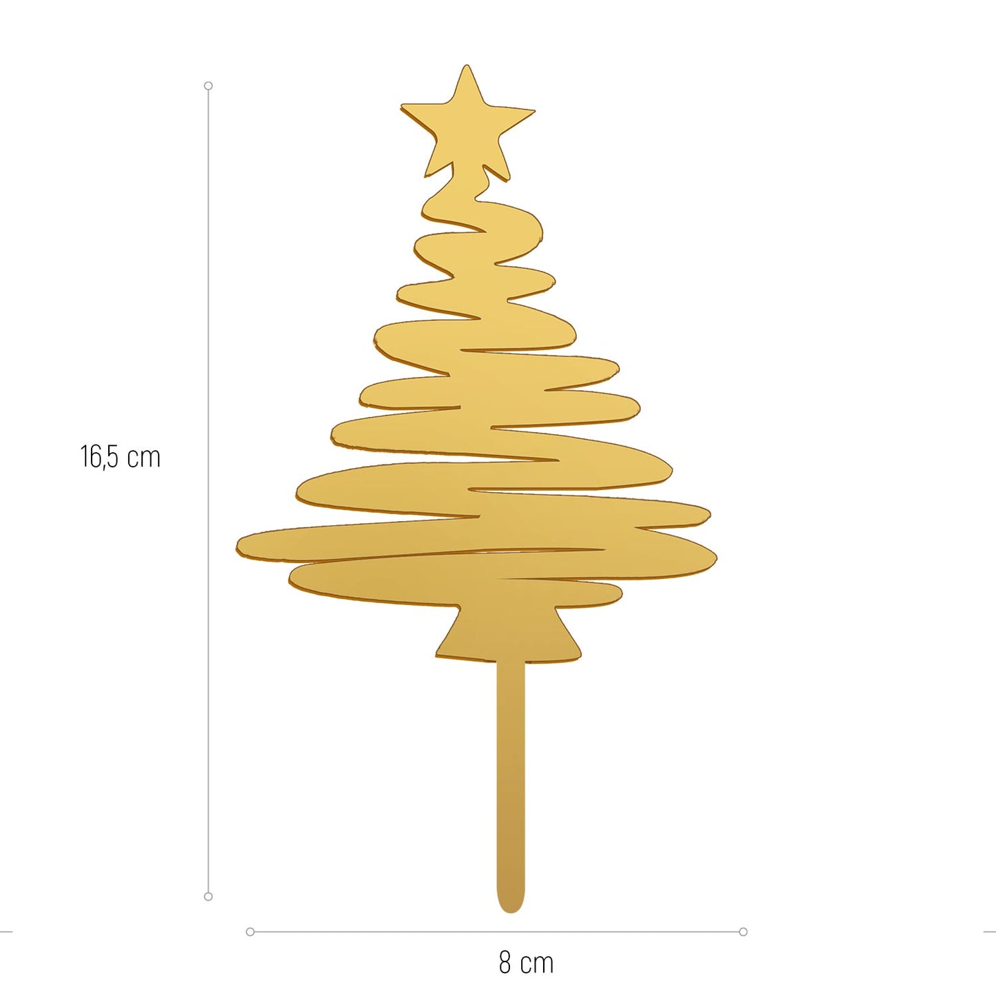 CAKE TOPPER ÁRBOL DE NAVIDAD ORO 16.5X8CM