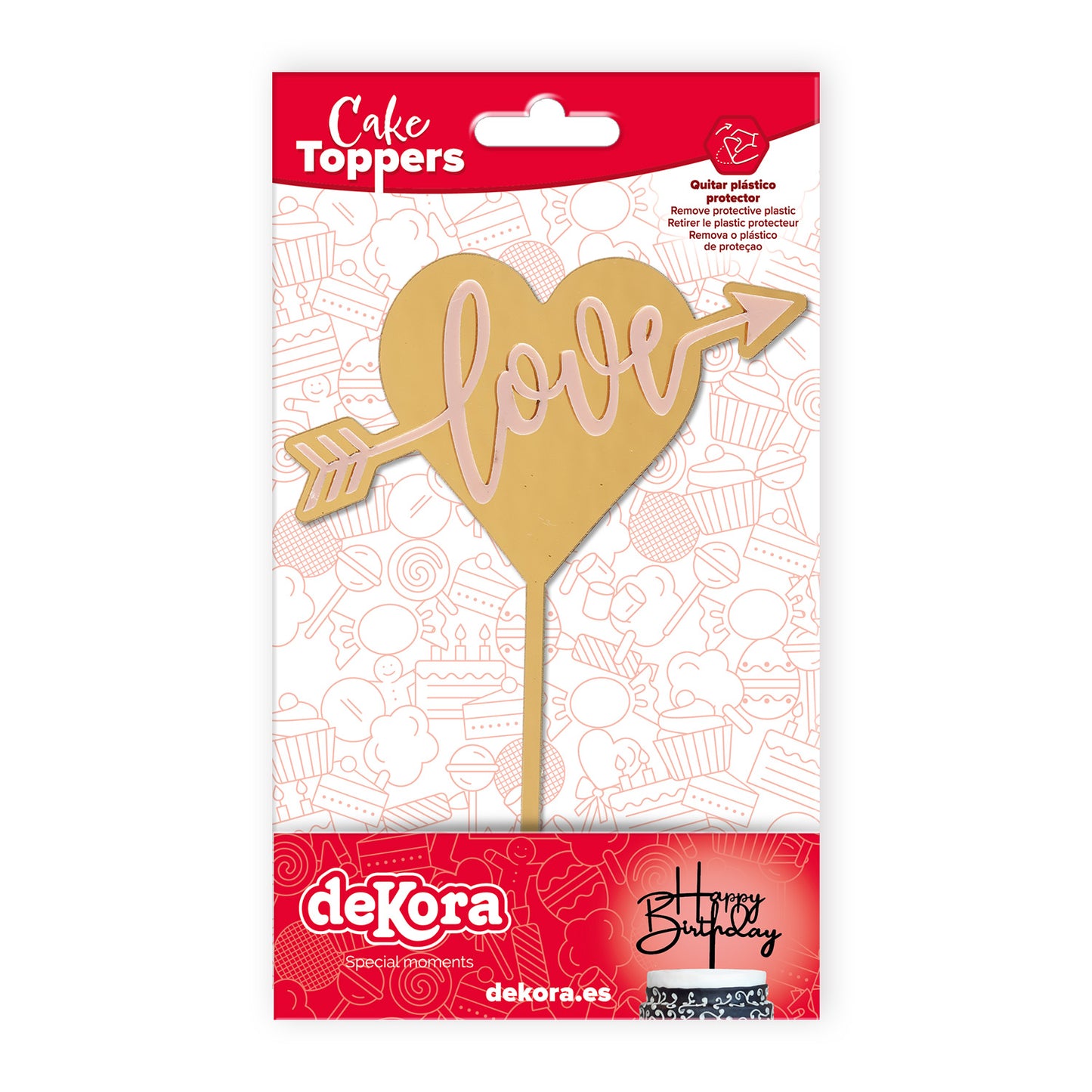 CAKE TOPPER LOVE ROSE 13X11CM