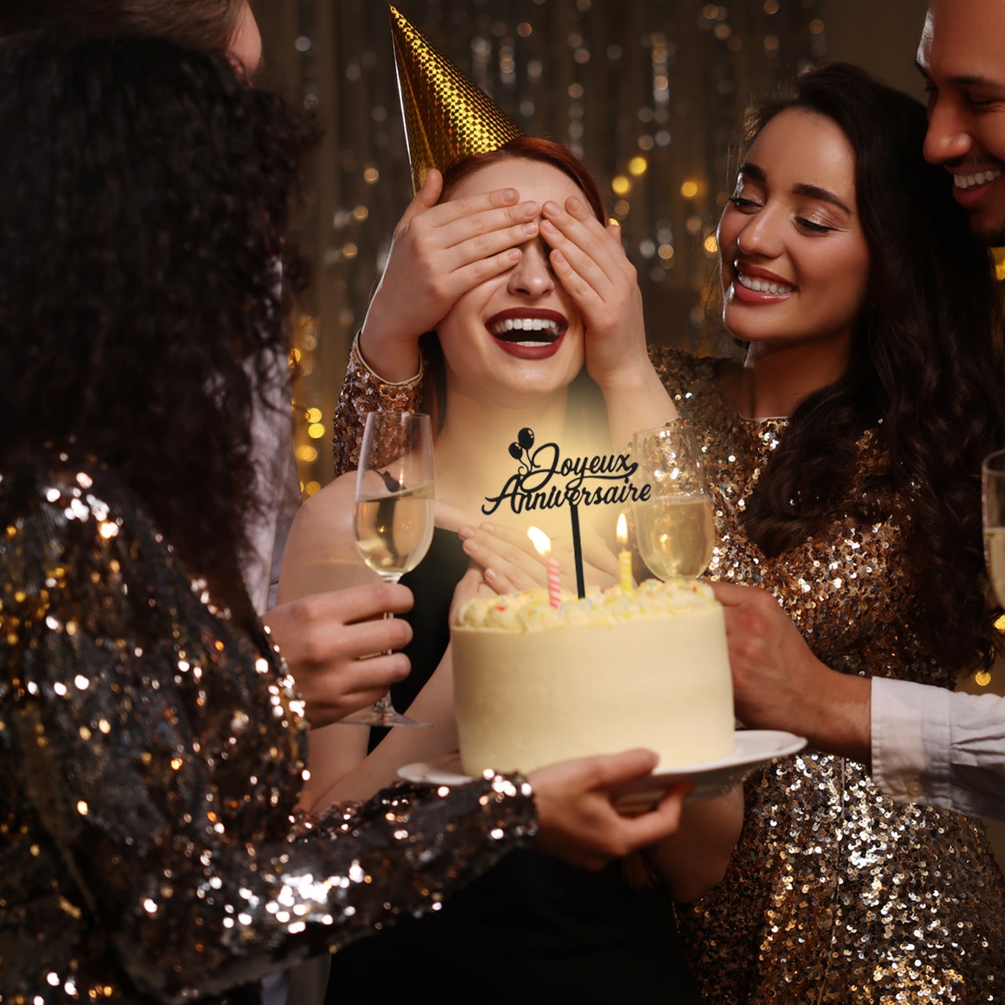CAKE TOPPER JOYEUX ANNIVERSAIRE AVEC BALLONS
