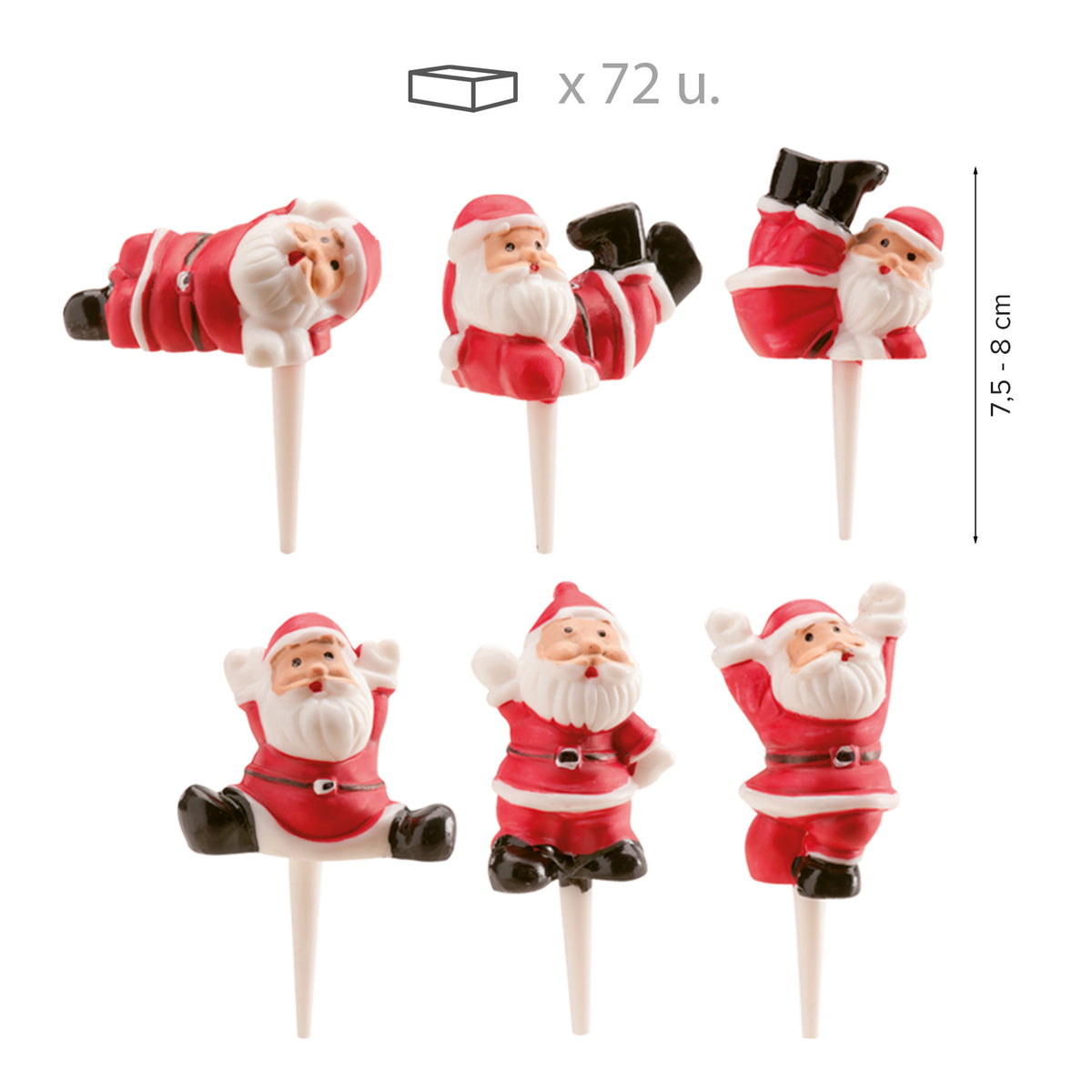 PAPA NOEL ROJO DE PLASTICO SURTIDO 6CM 72 UDS