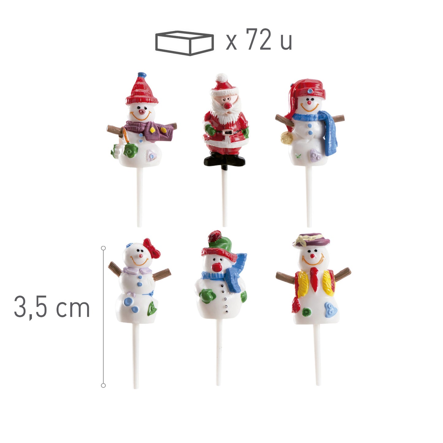 BONHOMMES DE NEIGE ET PÈRE NOËL EN PLASTIQUE 3,5CM