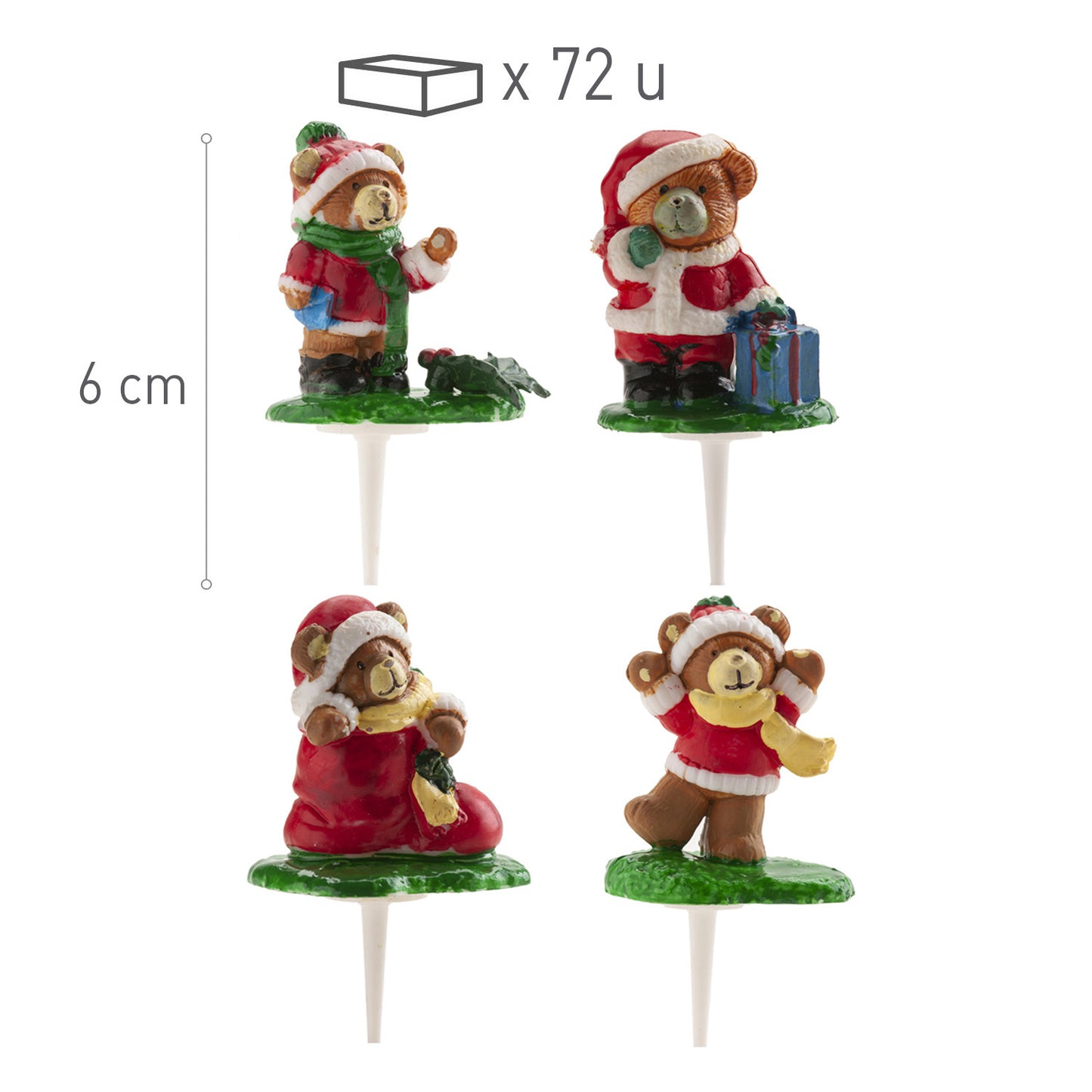 OURS DE NOËL FIGURINES EN PLASTIQUE 1.5X6CM 72 unité
