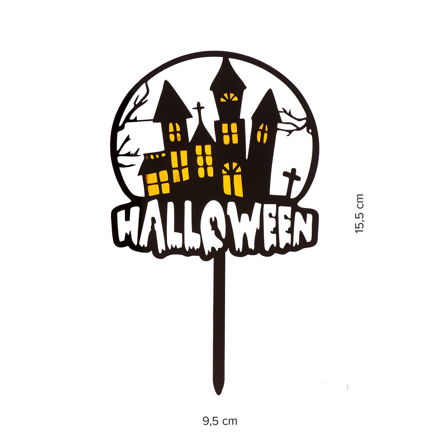 CAKE TOPPER HALLOWEEN CASA ENCANTADA 2 COLORI 15.5X9.5CM