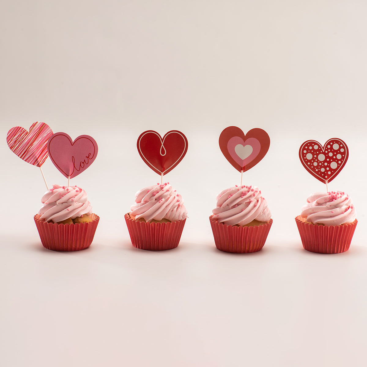 CAKE TOPPERS IN CARTA CUORI 4 MODELLI 8 UNITÀ