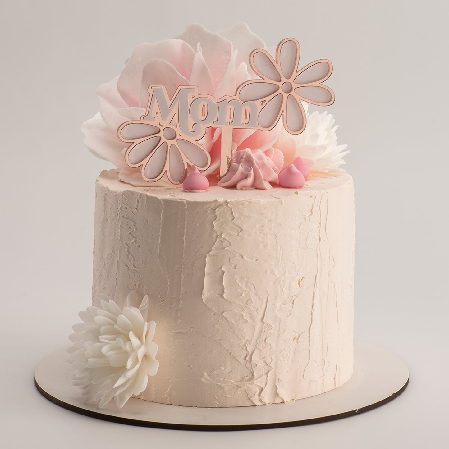 CAKE TOPPER MAMMA CON FIORI ROSA 11.8X11.1CM