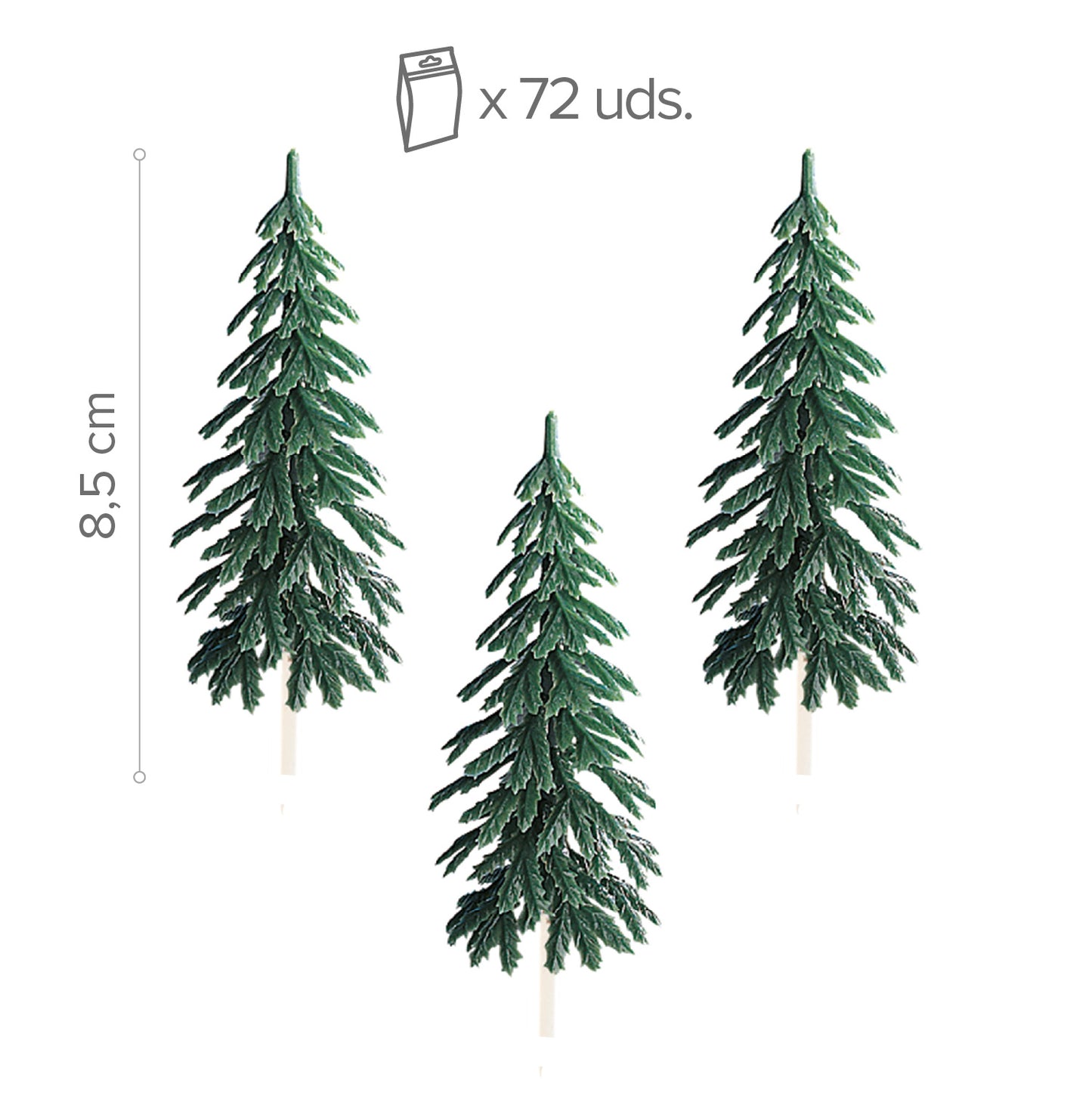 CAKE TOPPER FIGURA PLÁSTICO PINO VERDE 8,5CM 72UDS