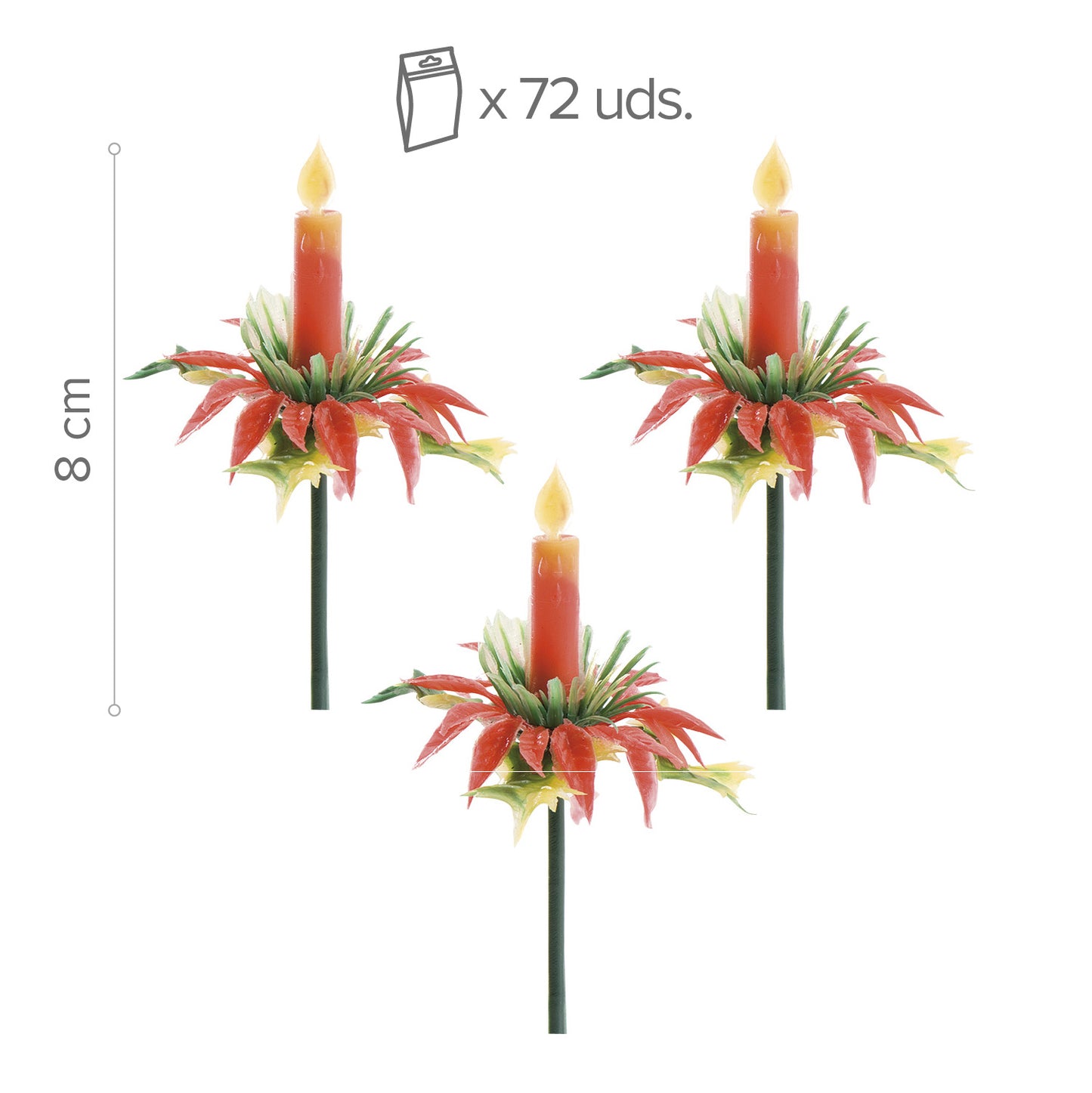 CAKE TOPPER FIGURA PLÁSTICO FLOR CON VELA 8CM 72UDS