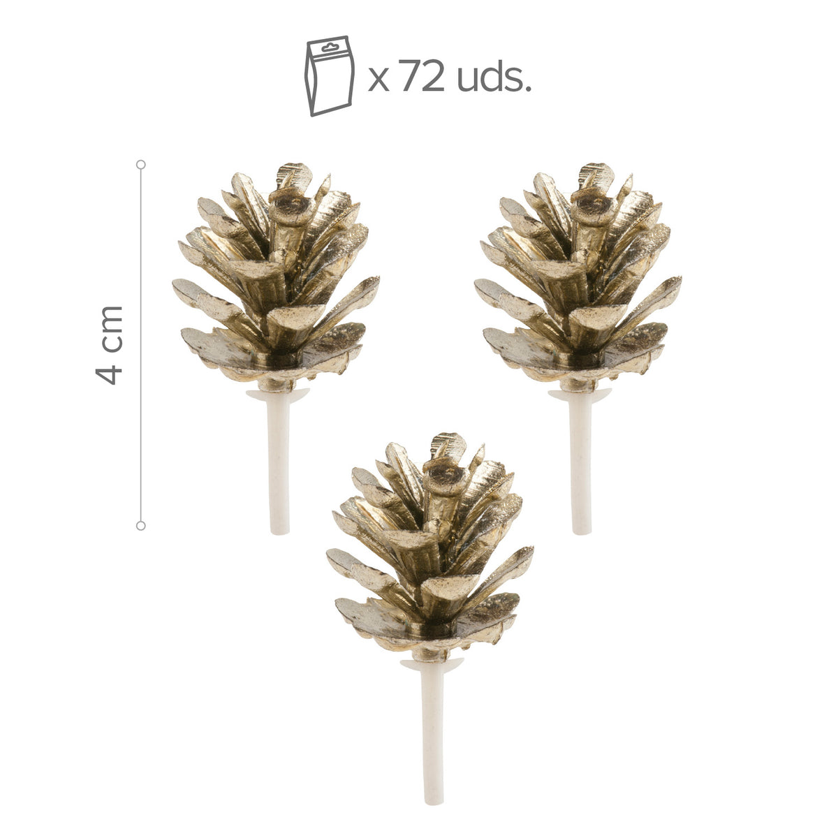 CAKE TOPPER FIGURA PLÁSTICO PIÑA DORADA 4CM 72UDS