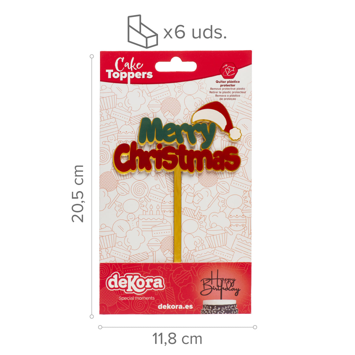 DÉCORATION DE GÂTEAU JOYEUX NOËL BONNET DE NOËL 10X15MM