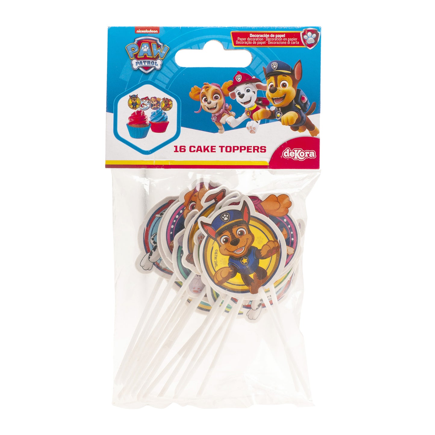 CAKE TOPPER PAPEL PAW PATROL 8 MODELOS 16 UNIDADES
