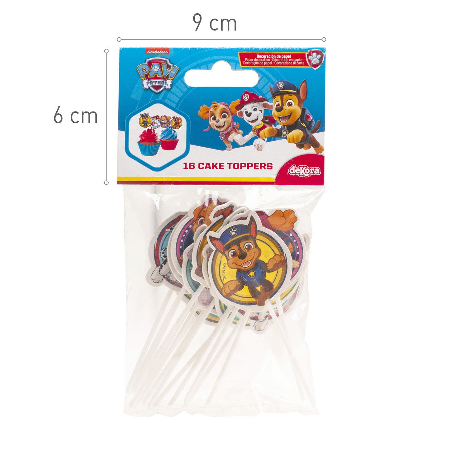 CAKE TOPPER PAPEL PAW PATROL 8 MODELOS 16 UNIDADES