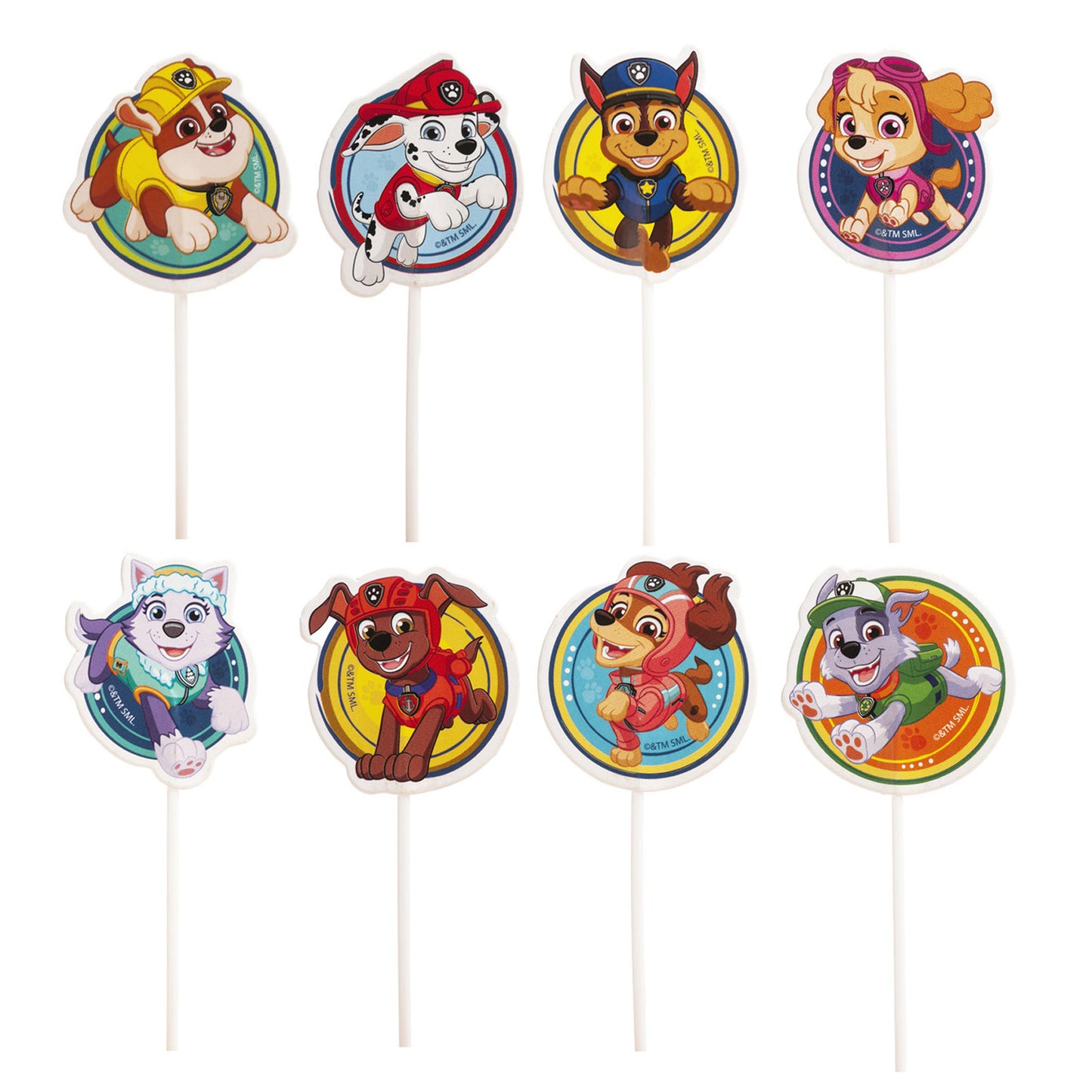 CAKE TOPPER PAPEL PAW PATROL 8 MODELOS 16 UNIDADES