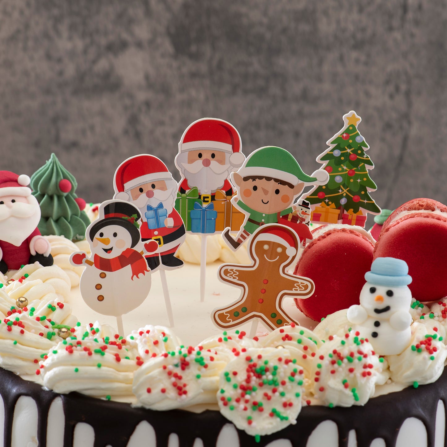 CAKE TOPPERS EN PAPIER NOEL 6 MODÈLES 30 UNITÉS