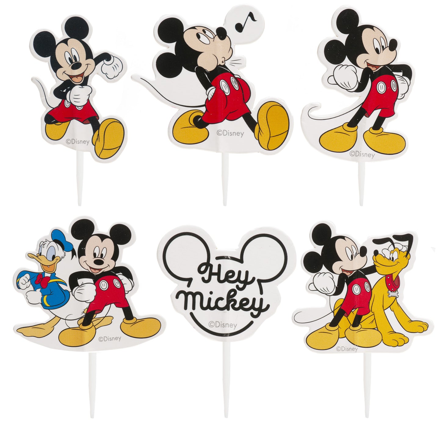 CAKE TOPPERS PAPEL MICKEY MOUSE 6 MODELOS 30 UNIDADES