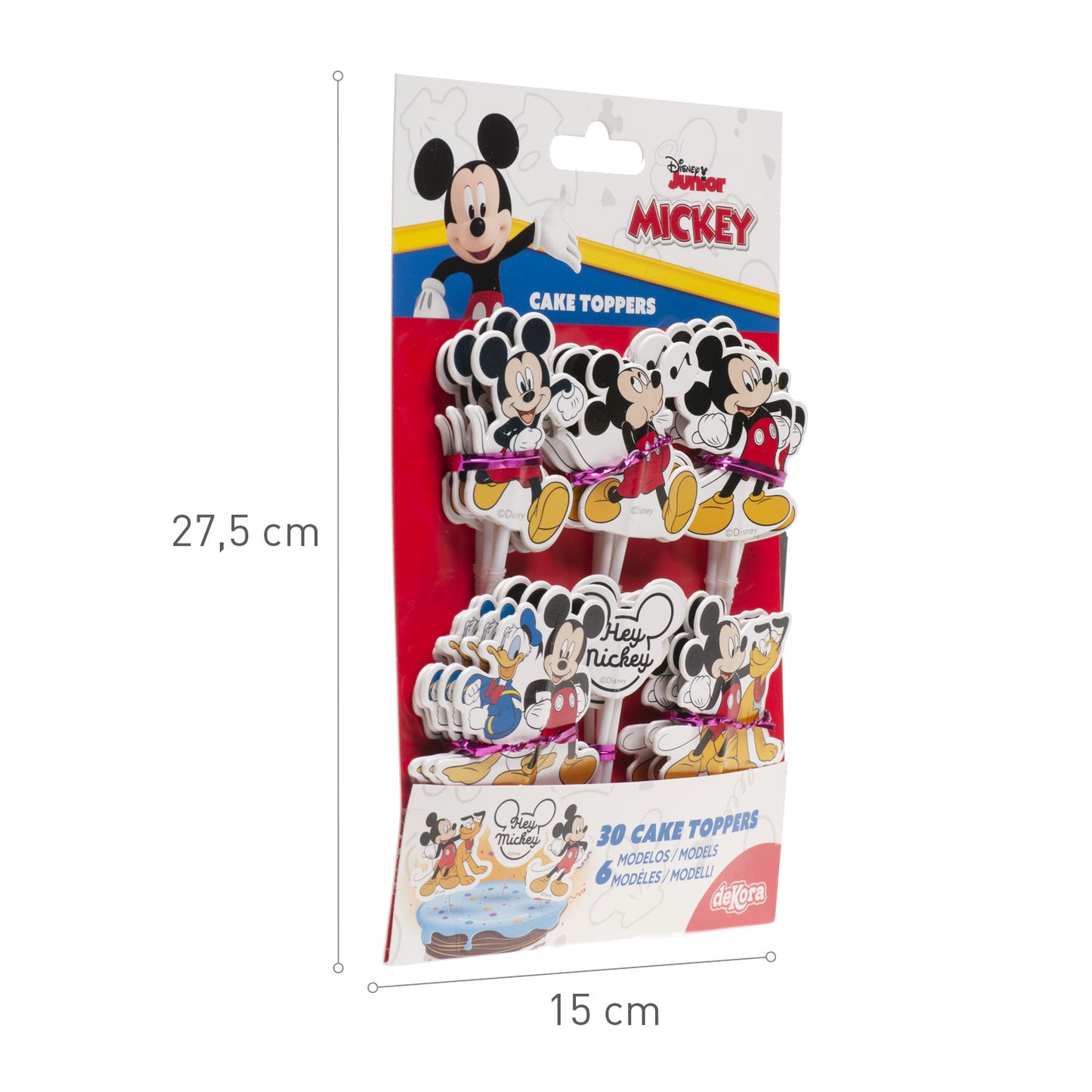 CAKE TOPPERS PAPEL MICKEY MOUSE 6 MODELOS 30 UNIDADES