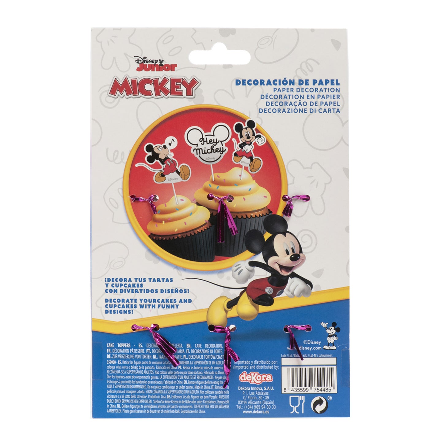 CAKE TOPPERS PAPEL MICKEY MOUSE 6 MODELOS 30 UNIDADES