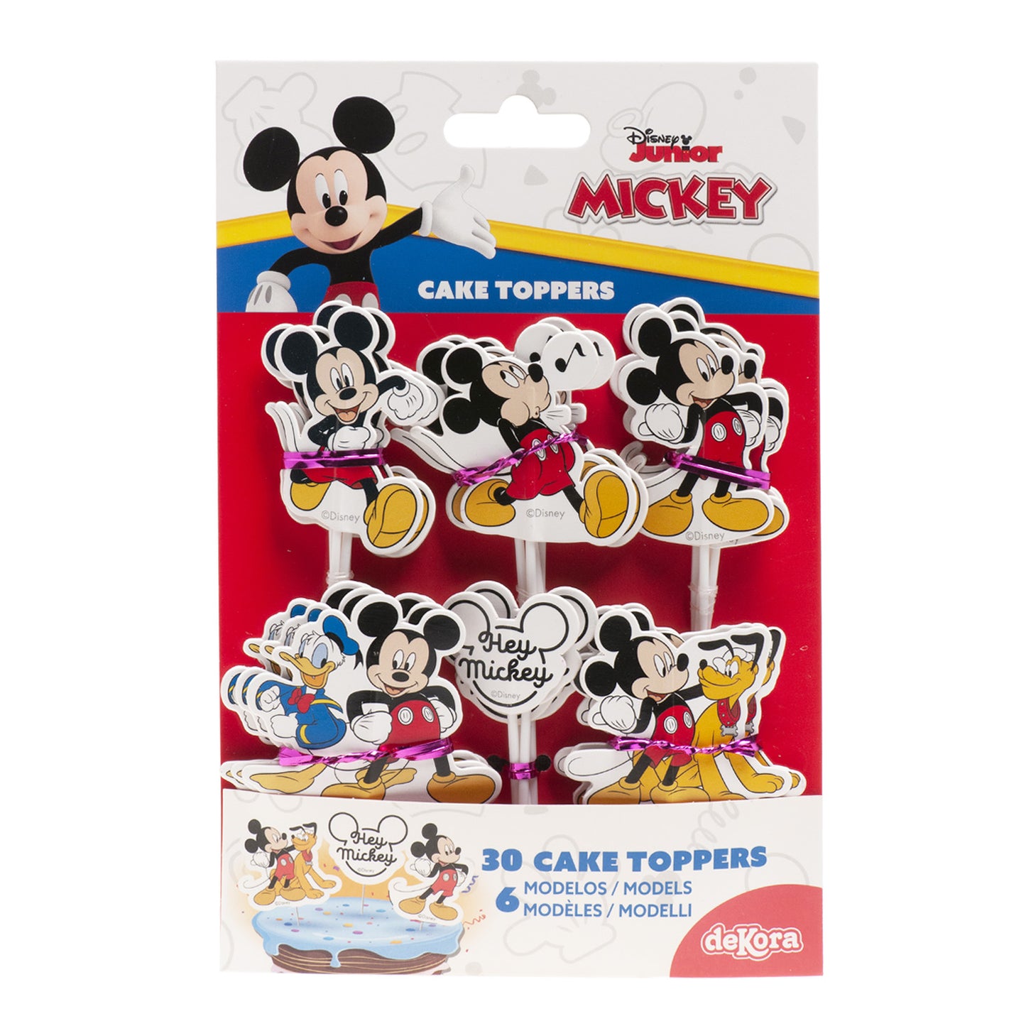 CAKE TOPPERS PAPEL MICKEY MOUSE 6 MODELOS 30 UNIDADES
