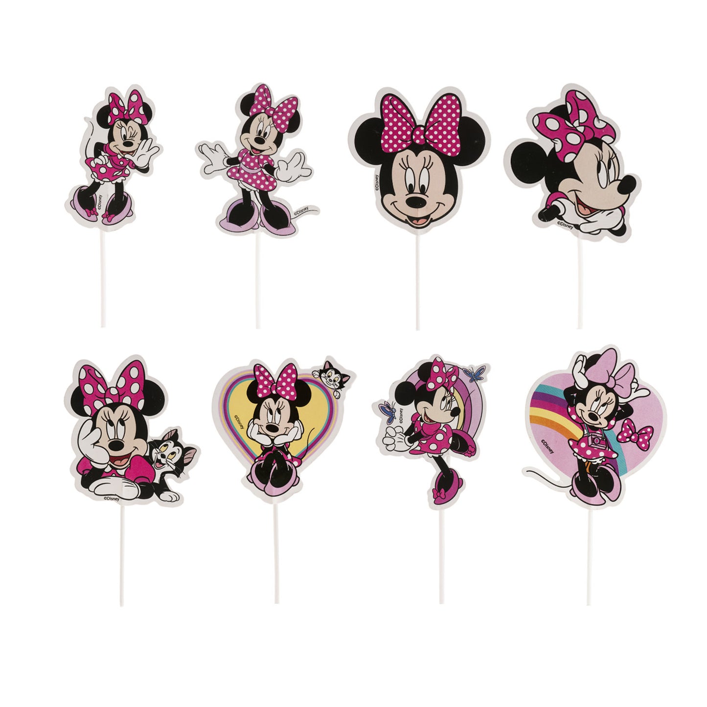 CAKE TOPPERS PAPEL MINNIE MOUSE 8 MODELOS 16 UNIDADES