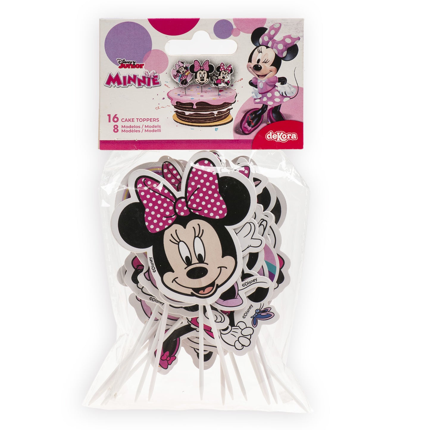 CAKE TOPPERS PAPEL MINNIE MOUSE 8 MODELOS 16 UNIDADES