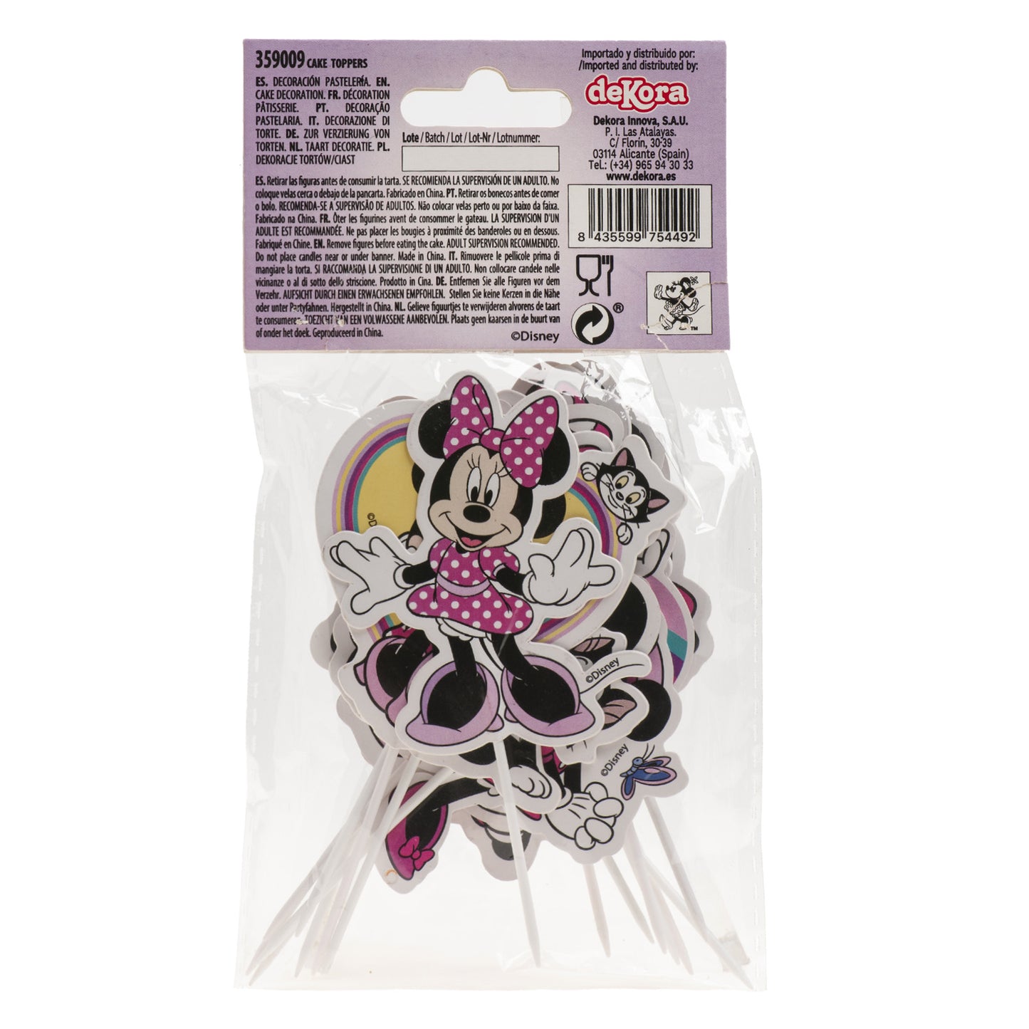 CAKE TOPPERS PAPEL MINNIE MOUSE 8 MODELOS 16 UNIDADES
