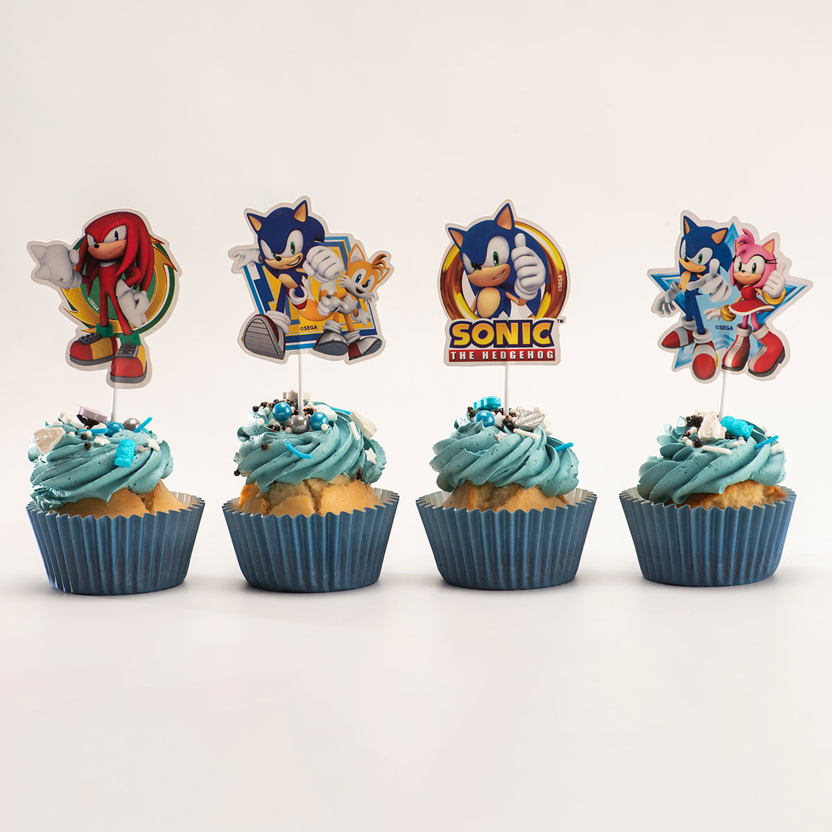 CAKE TOPPERS EN PAPIER SONIC 16 UNITÉS