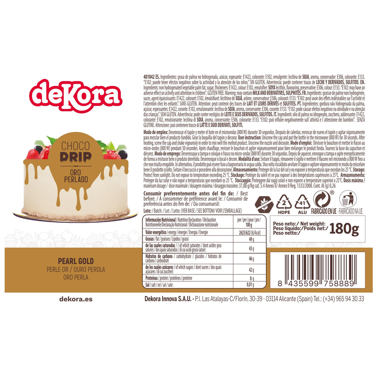 CHOCO DRIP ORO PERLADO 180G