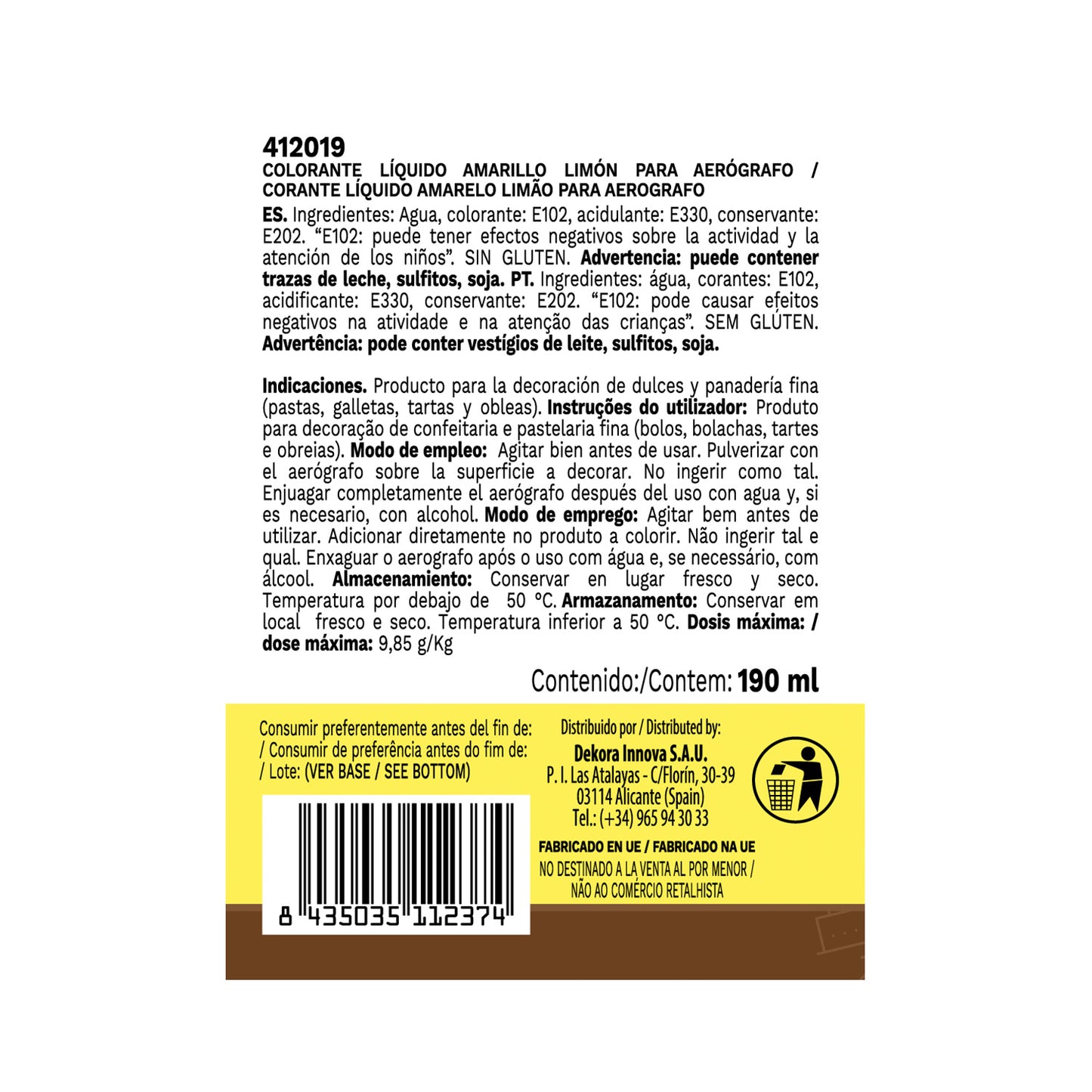 COLORANT JAUNE CITRON LIQUIDE