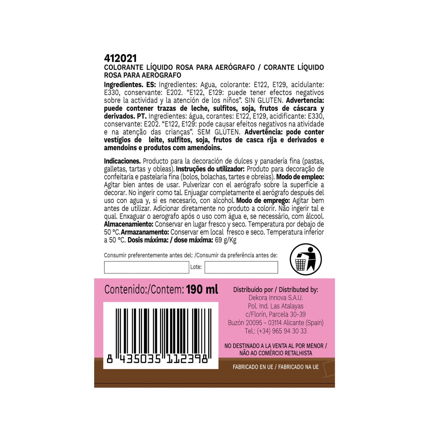 COLORANT ROSE LIQUIDE