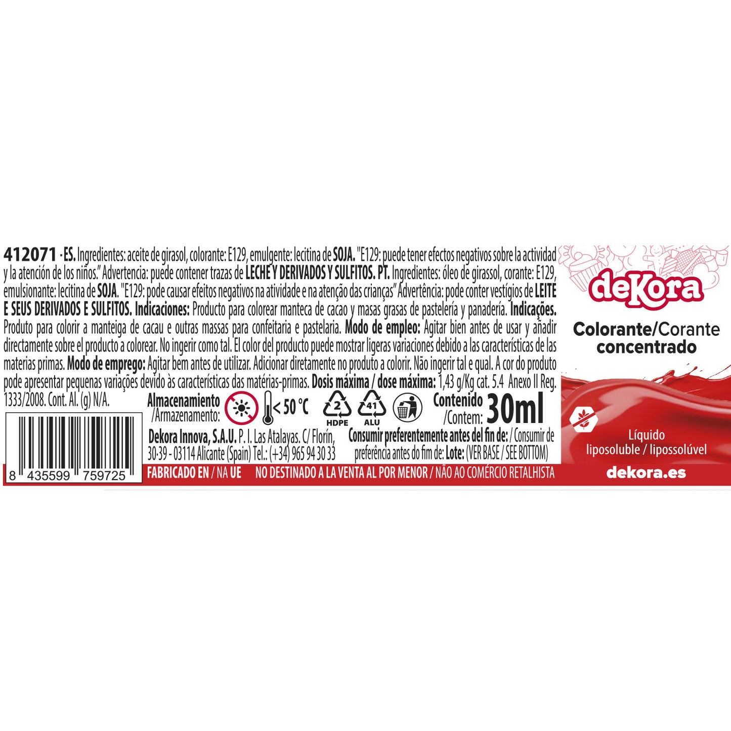SUPER COLOR LIPOSOLUBLE LIQUIDE ROUGE AZOFREE 30ML