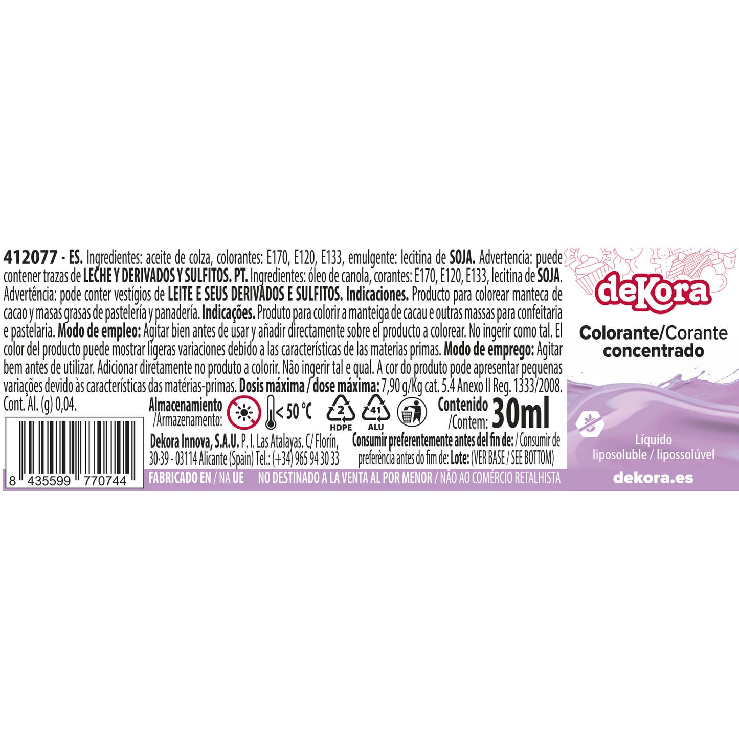 COLORANT CONCENTRÉ LILA LIQUIDE