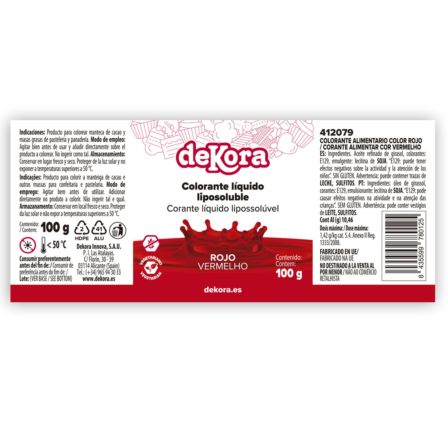 COLORANTE LIQUIDO LIPOSOLUBLE ROJO SIN E120