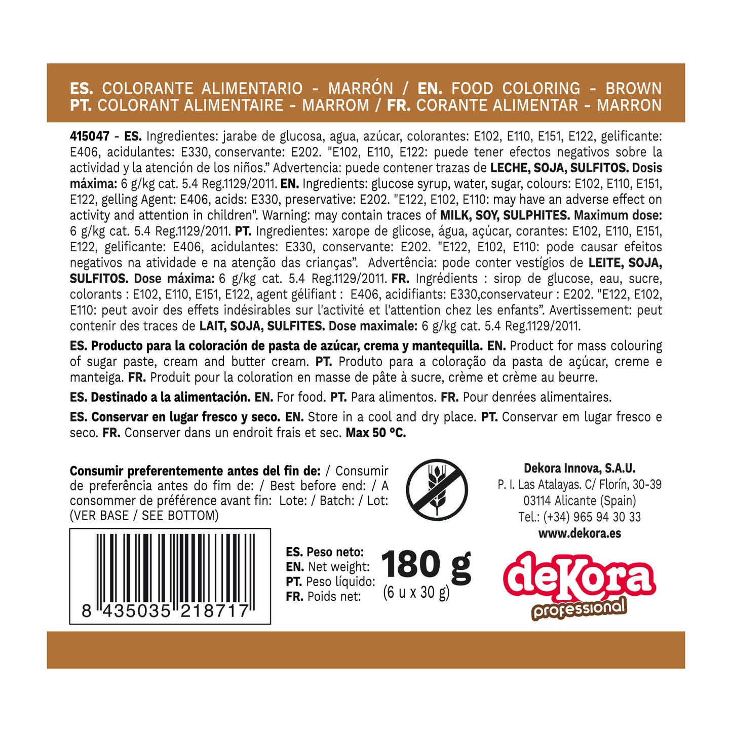 6 COLORANTE EN PASTA MARRON 30G