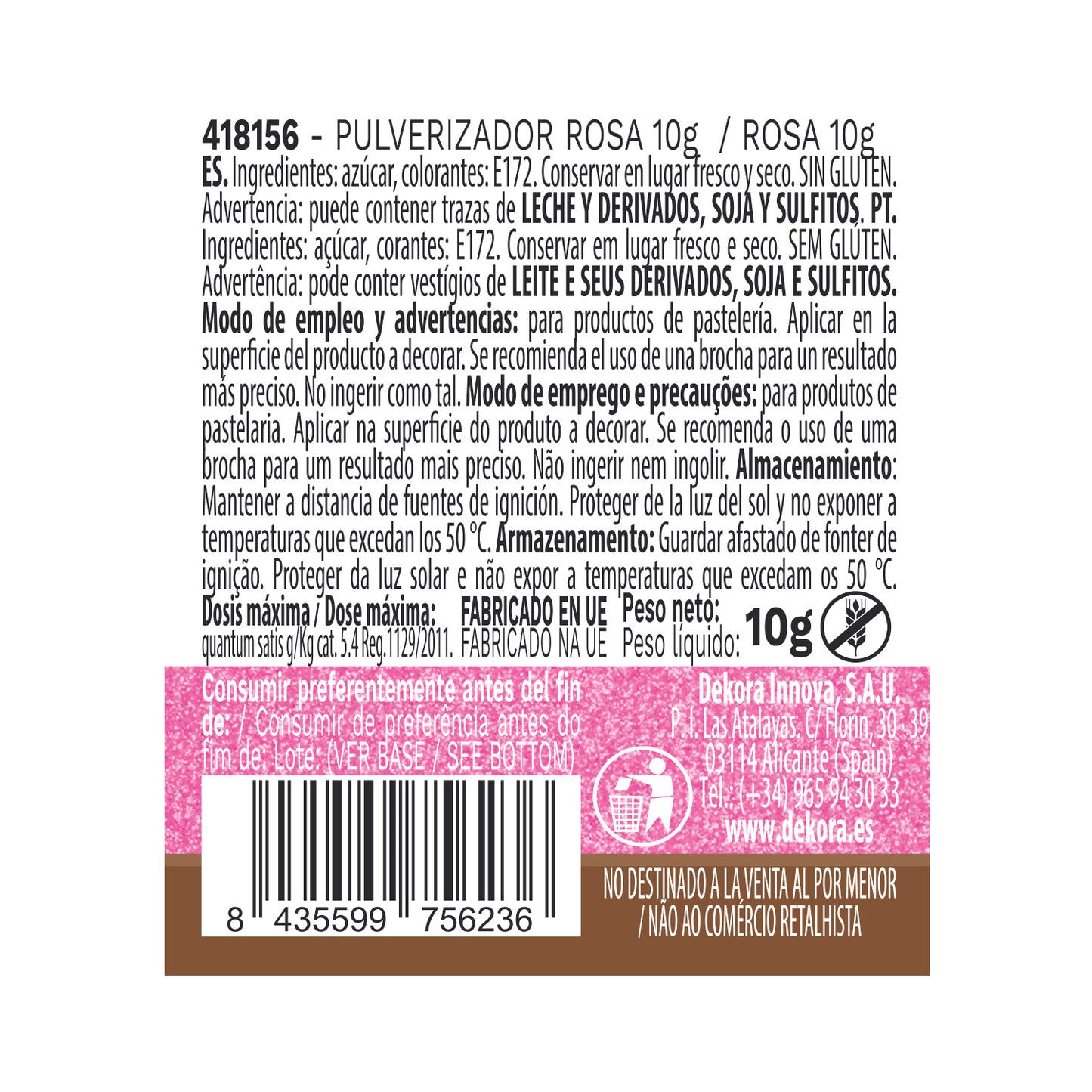 SPRAY POUDRE ROSE EFFET PERLE 10GR SANS E171