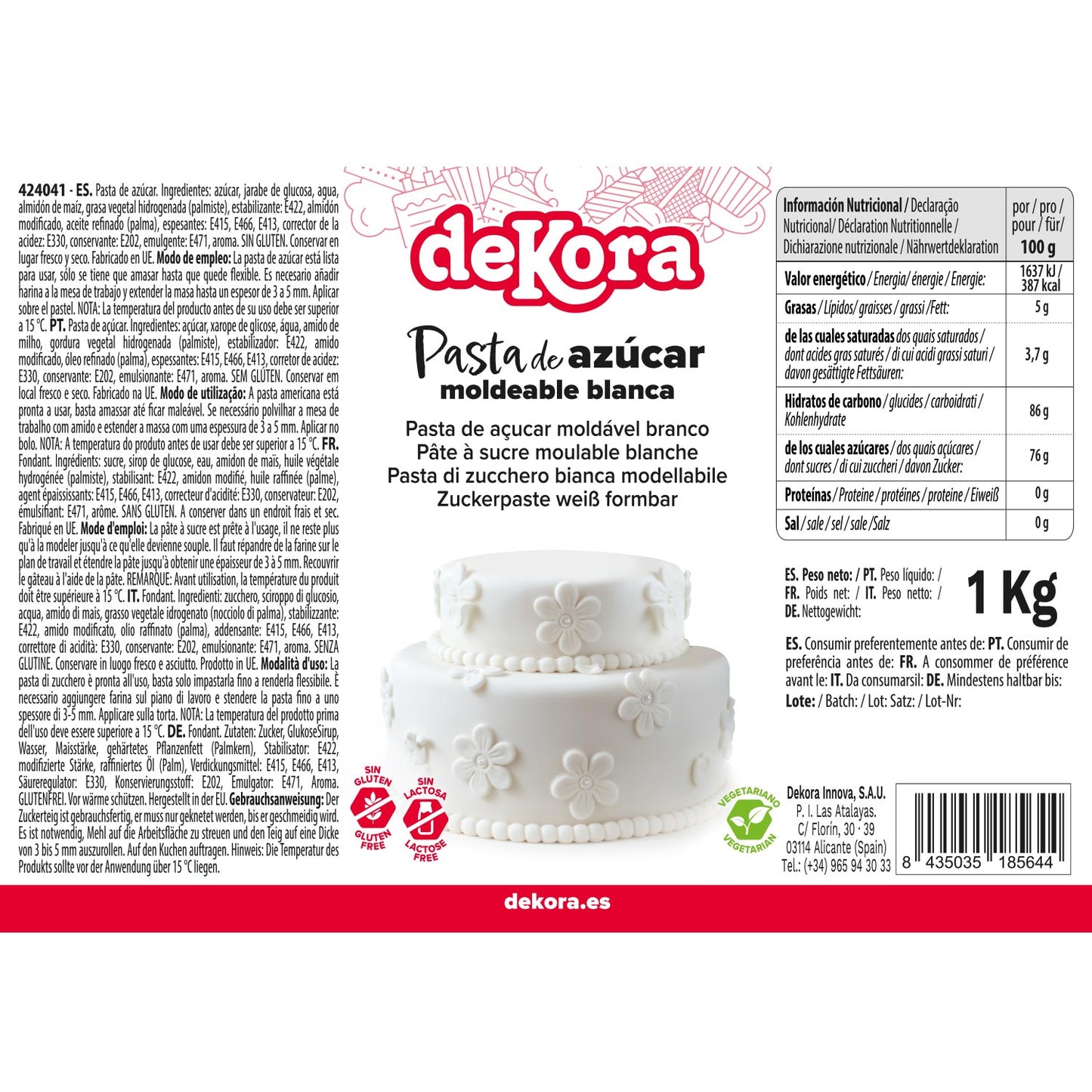 PÂTE À SUCRE À MODELER BLANCHE 1 kg
