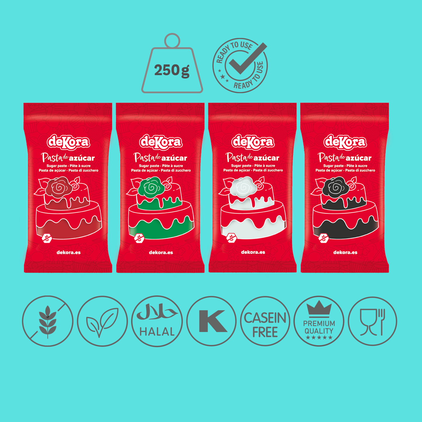 PÂTE DE SUCRE/FONDANT ROUGE 250 GR