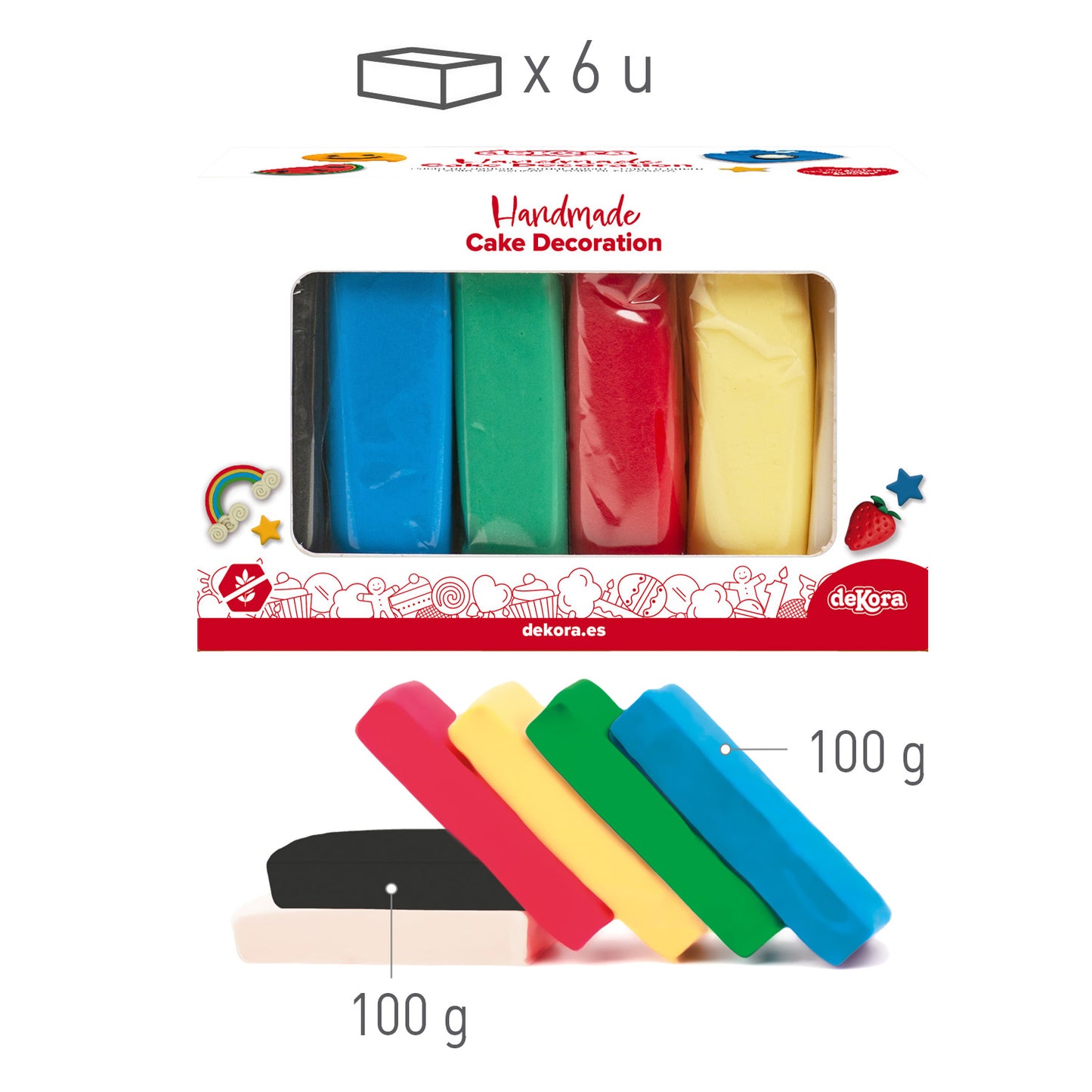 MULTIPACK PÂTE À SUCRE COULEURS PRIMAIRES 600GR
